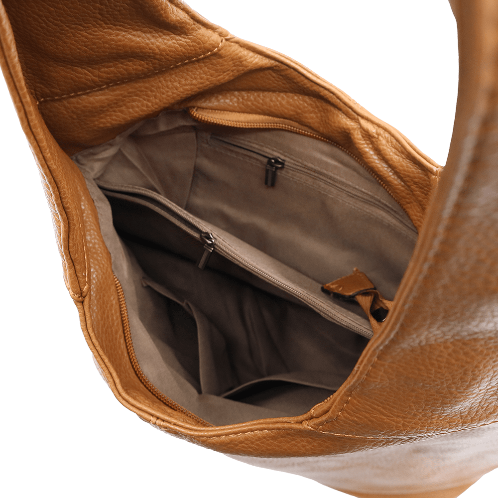 Nagy női táska, zsák típusú - cseréptetős barna