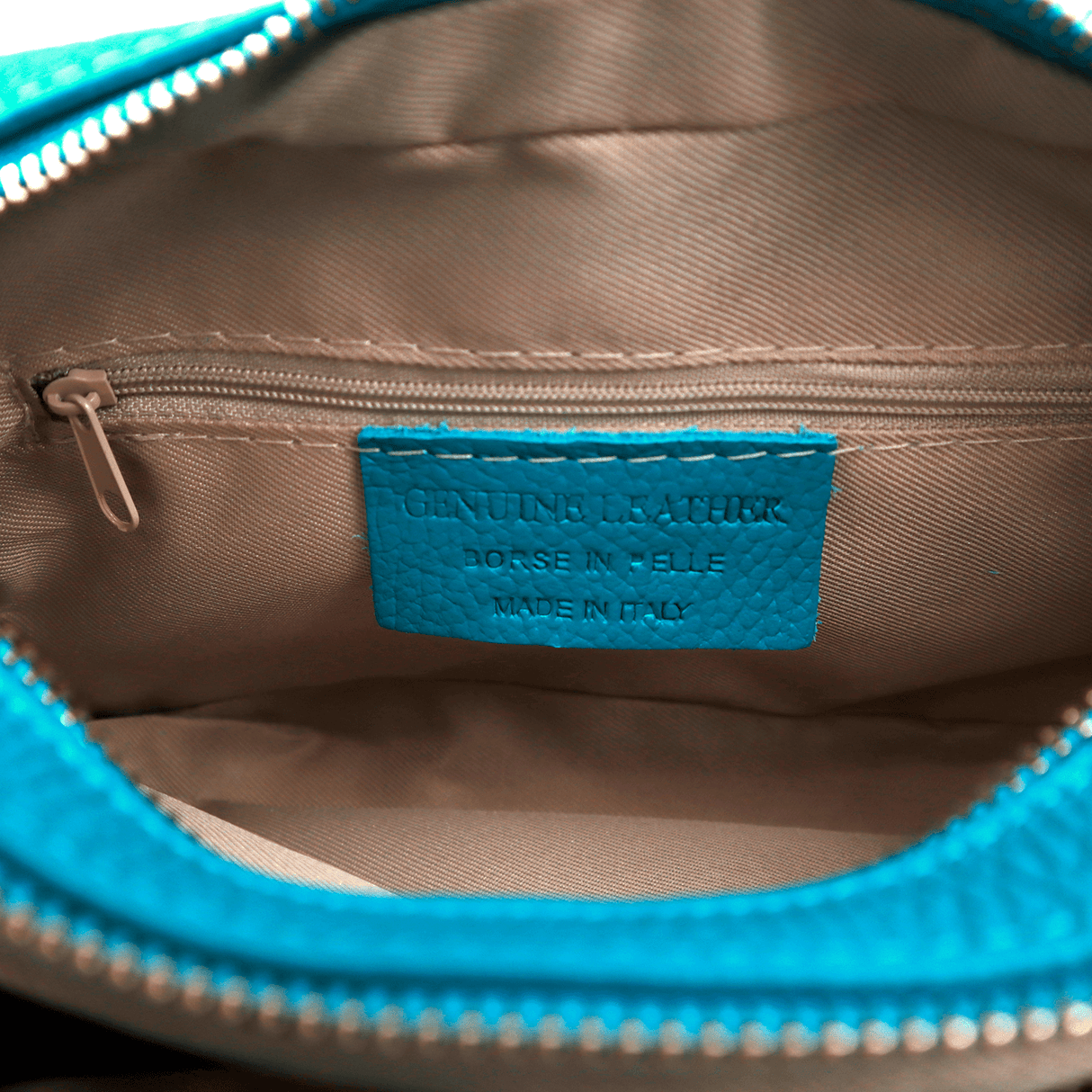 Természetes bőr válltáska 2 fogantyúval - türkiz