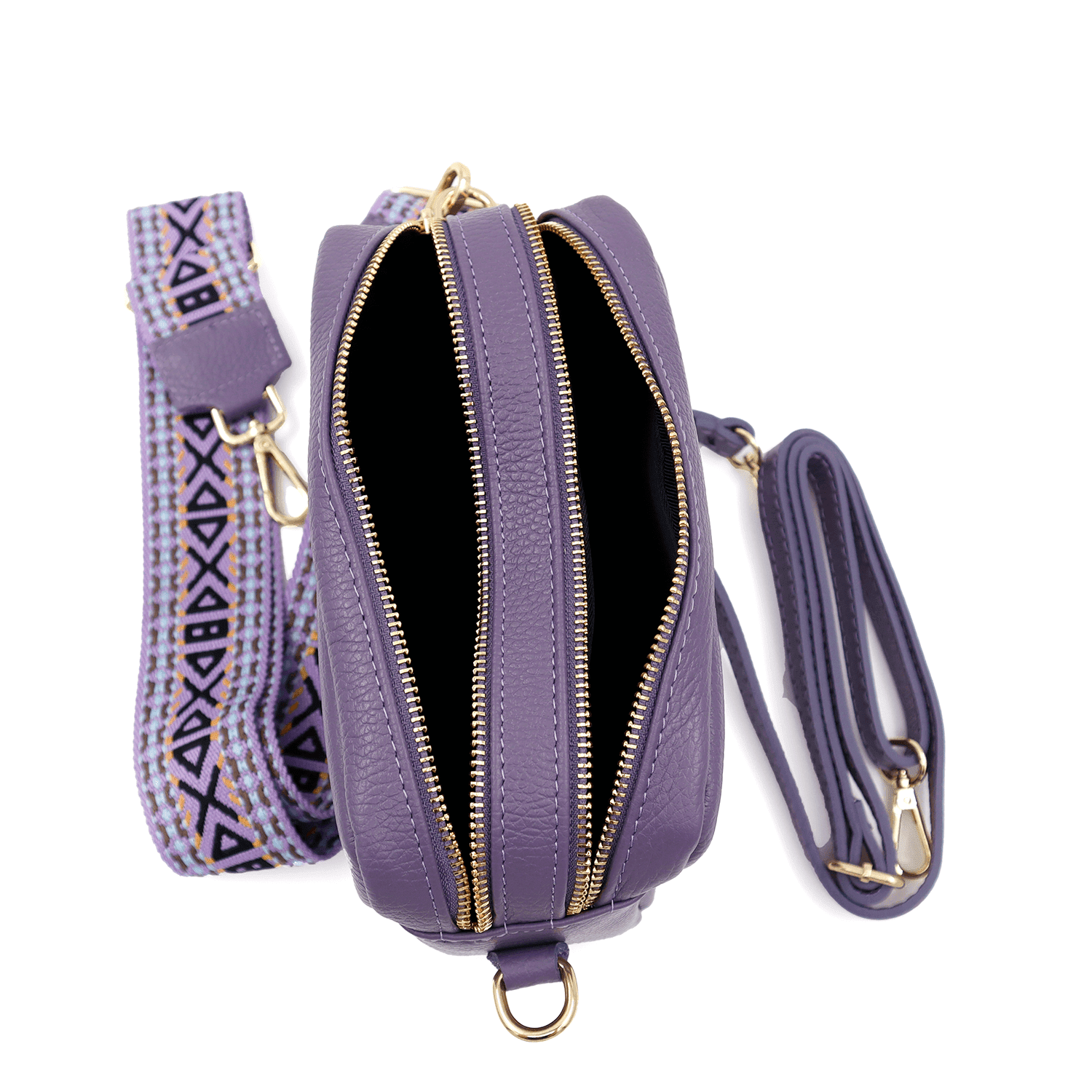 Természetes bőr válltáska 2 fogantyúval - lila