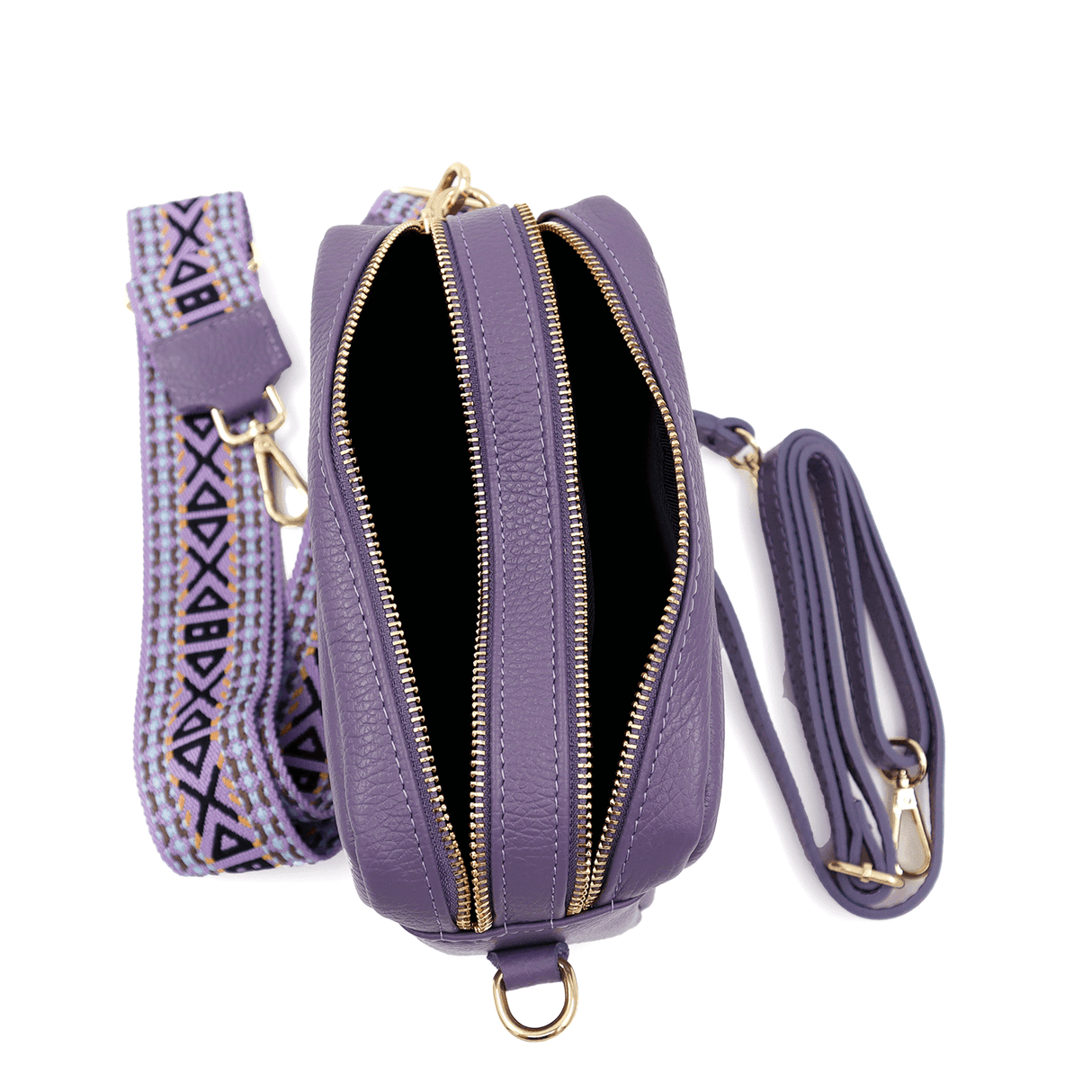 Természetes bőr válltáska 2 fogantyúval - lila