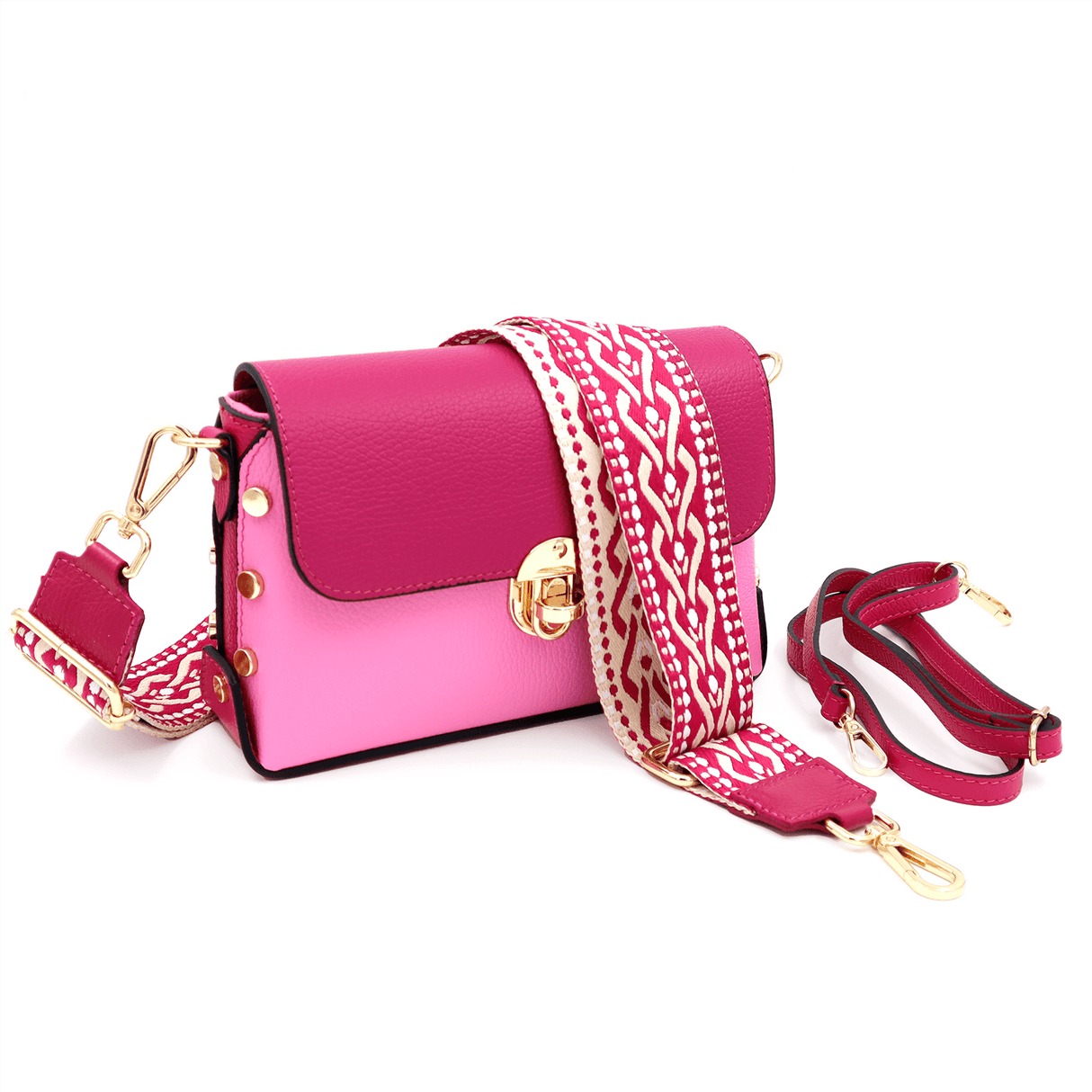 Antoanella női táska természetes bőrből - fukszia