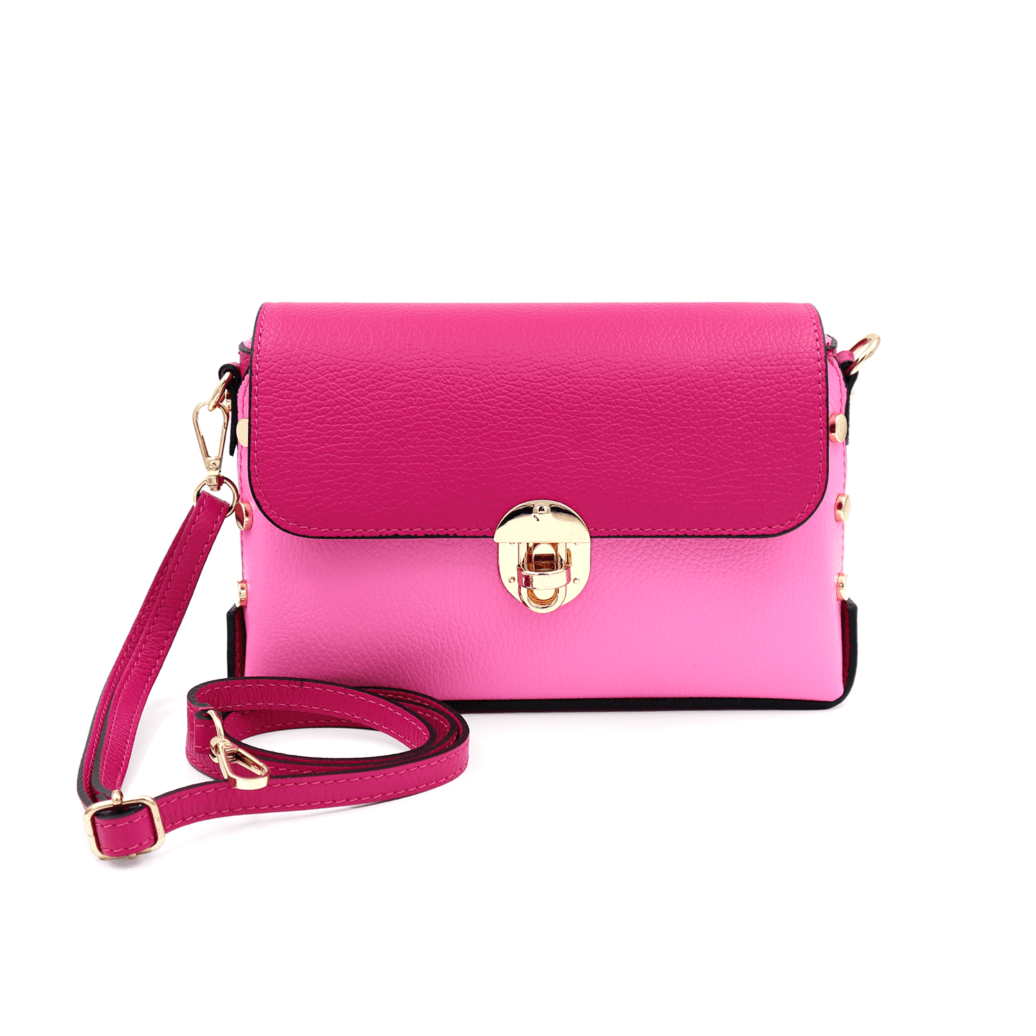 Antoanella női táska természetes bőrből - fukszia