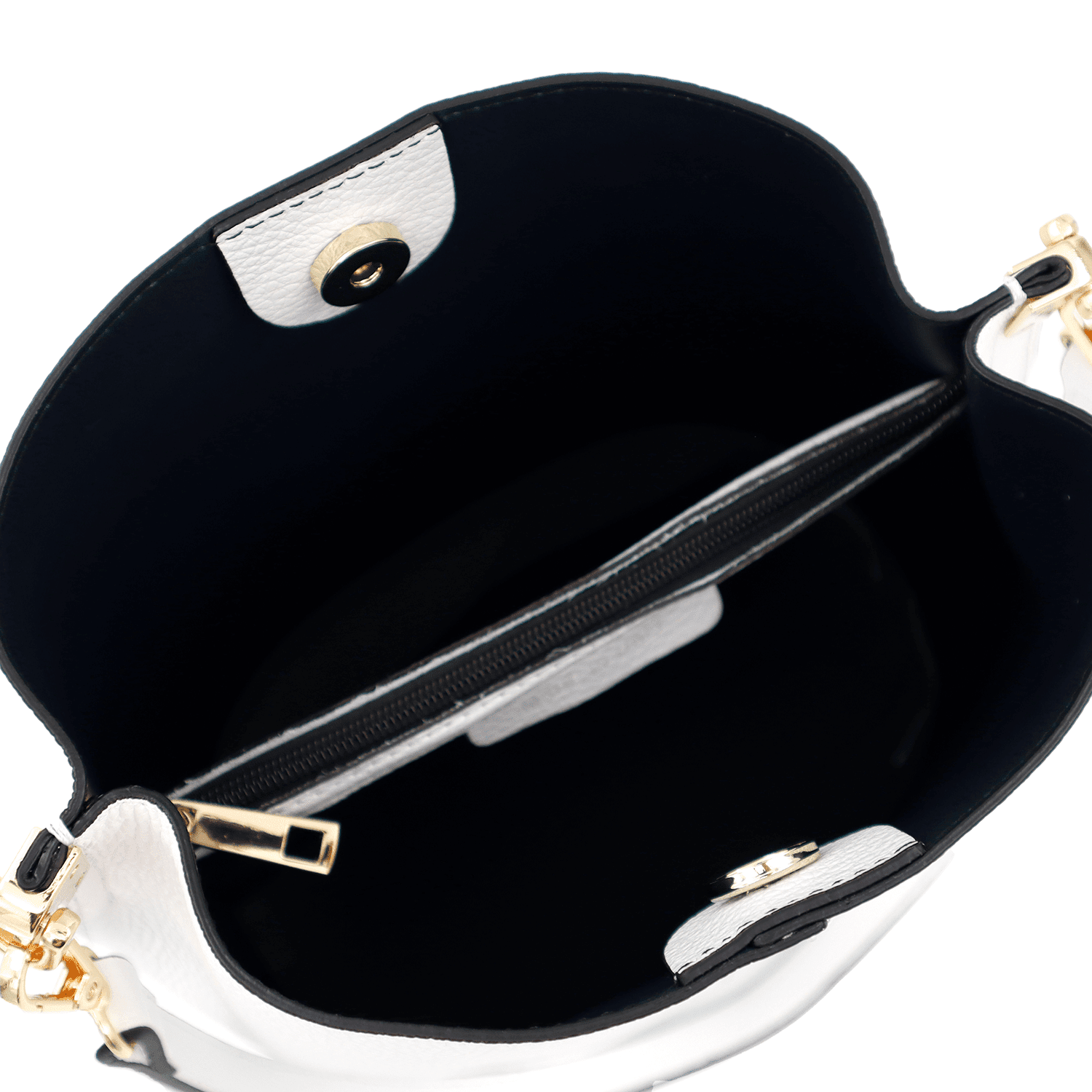 Női táska természetes bőrből, 2 fogantyúval Alba - fehér