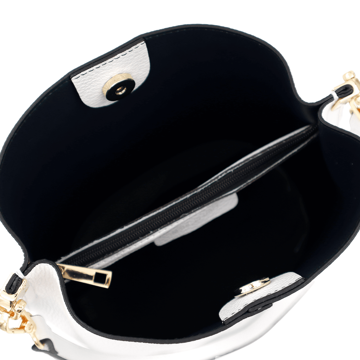 Női táska természetes bőrből, 2 fogantyúval Alba - fehér