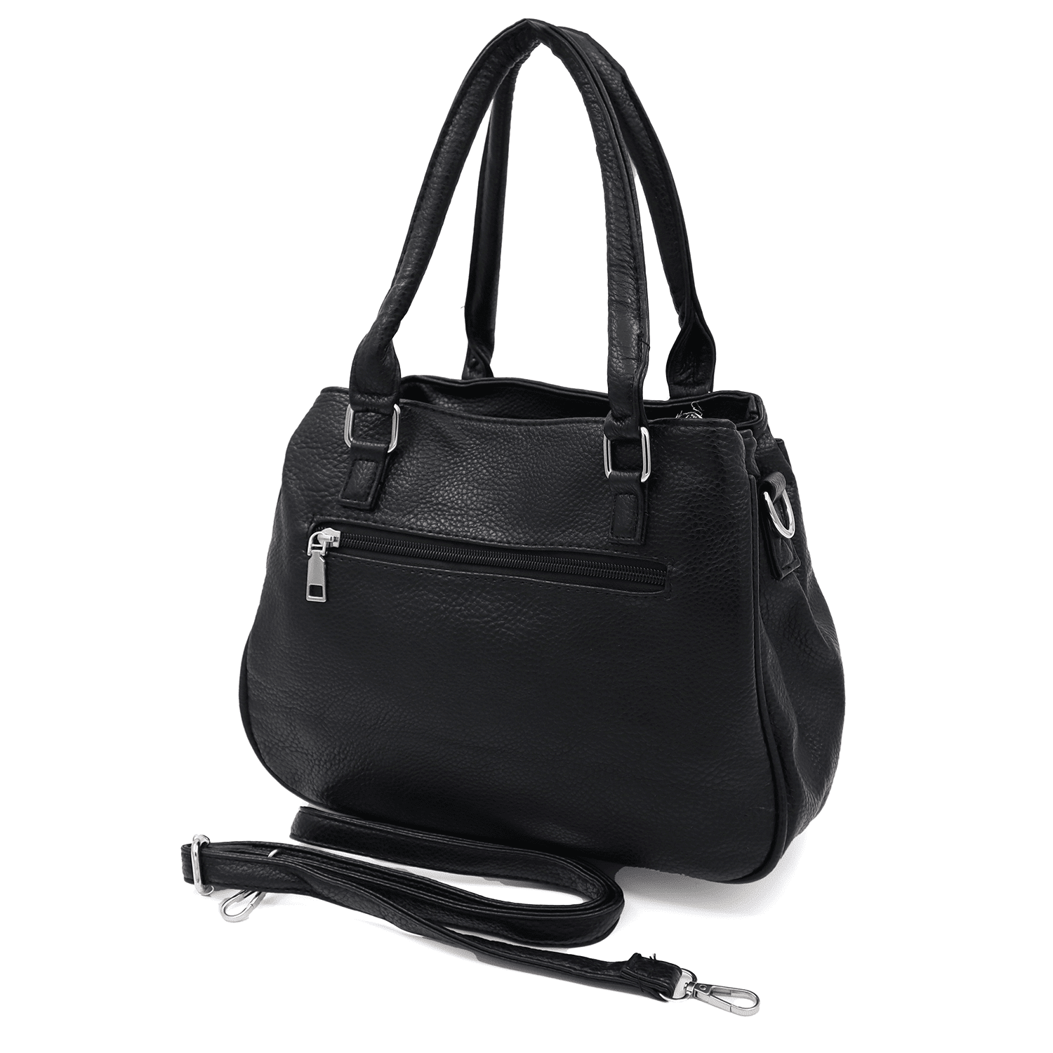 Női táska 3 rekesszel és sok zsebbel  - fekete