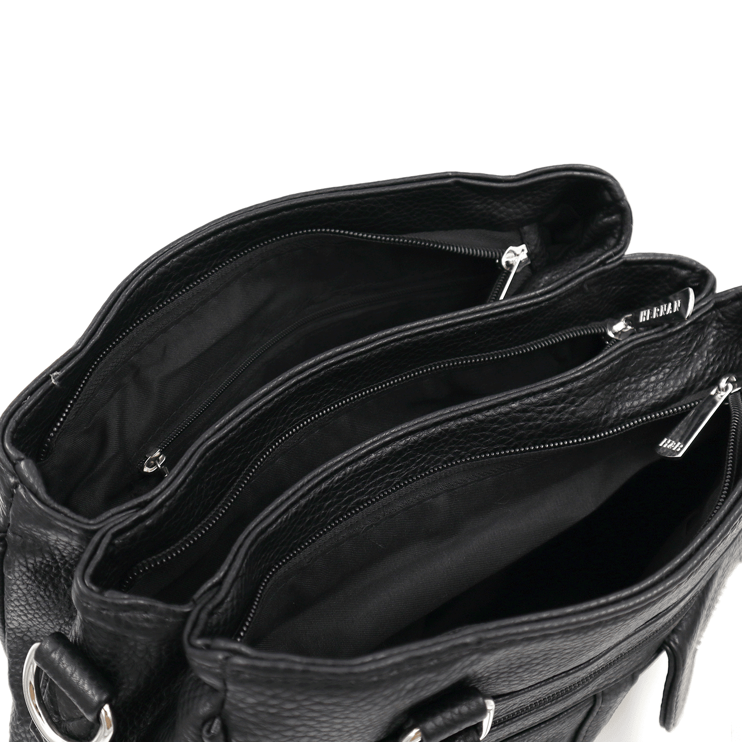 Női táska 3 rekesszel és sok zsebbel  - fekete