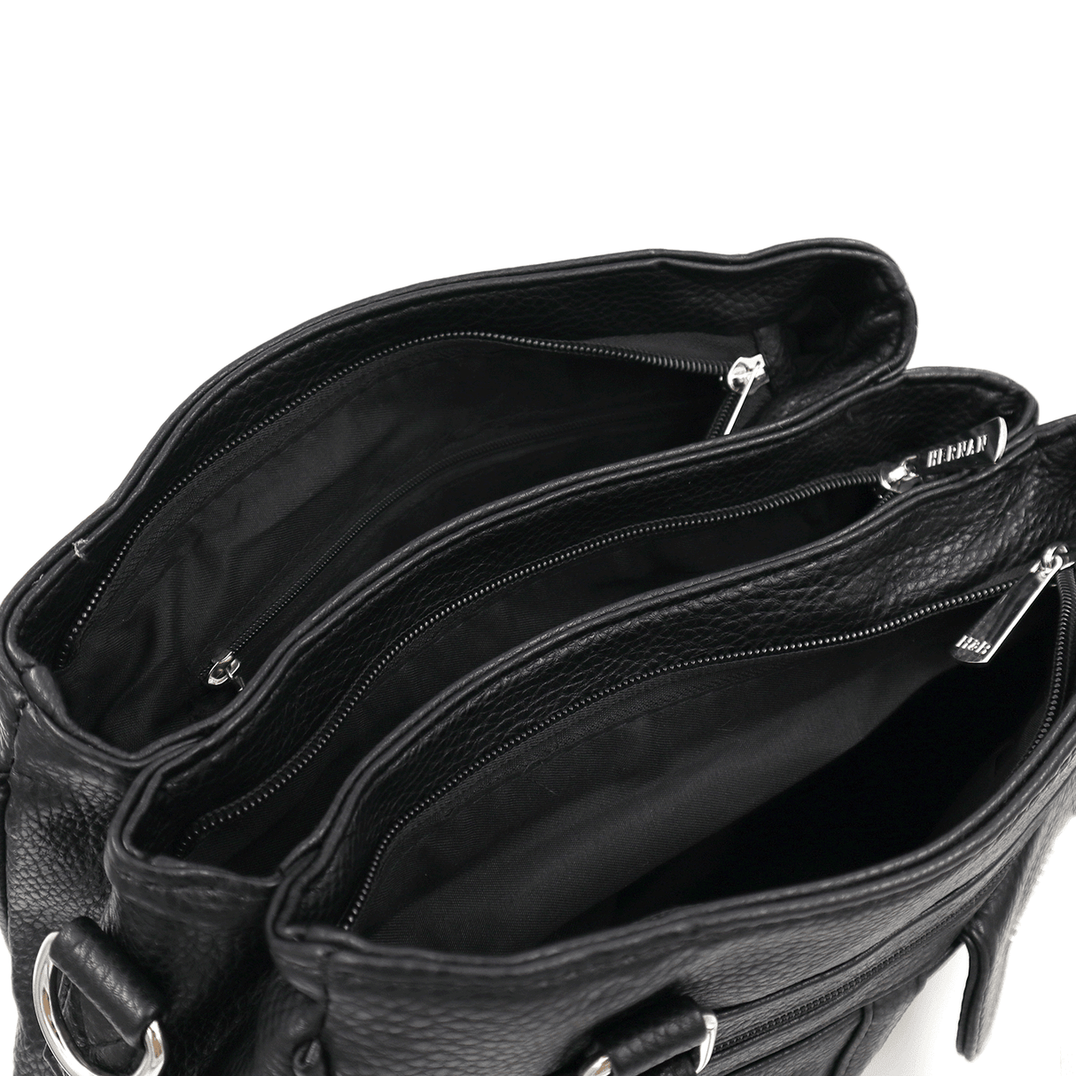 Női táska 3 rekesszel és sok zsebbel  - fekete