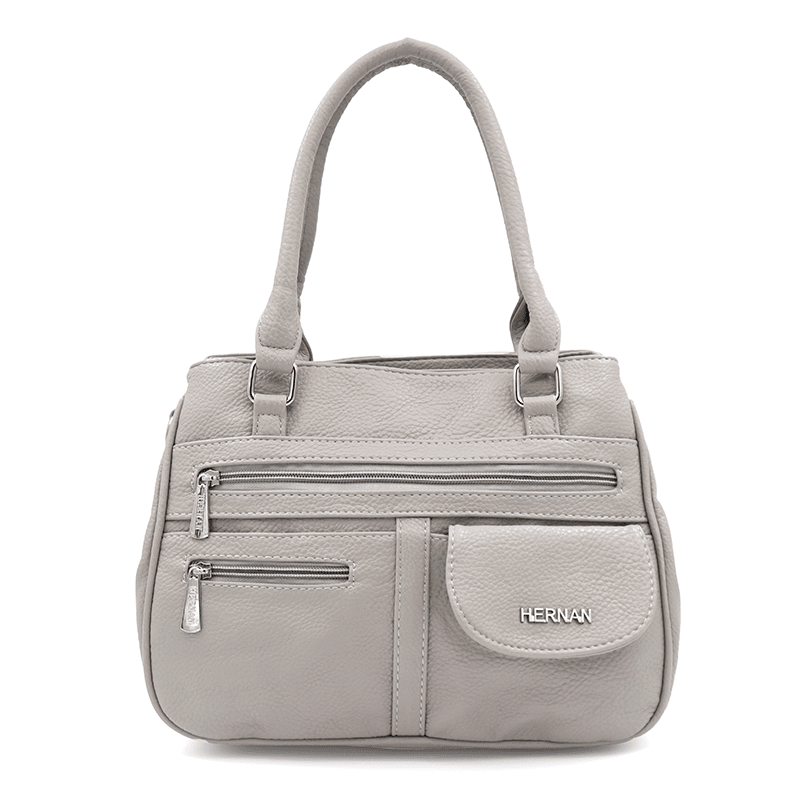 Női táska 3 rekesszel és sok zsebbel  - szürke