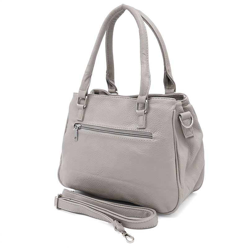 Női táska 3 rekesszel és sok zsebbel  - szürke