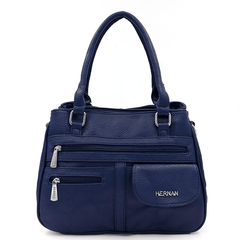 Női táska 3 rekesszel és sok zsebbel  - sötétkék