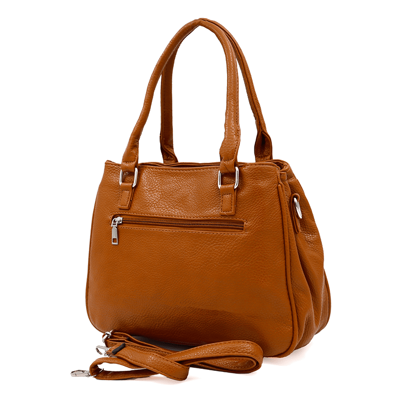 Női táska 3 rekesszel és sok zsebbel  - cseréptetőbarna