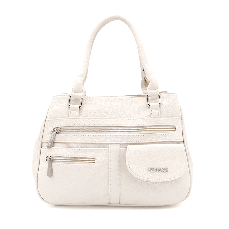 Női táska 3 rekesszel és sok zsebbel  - bézs