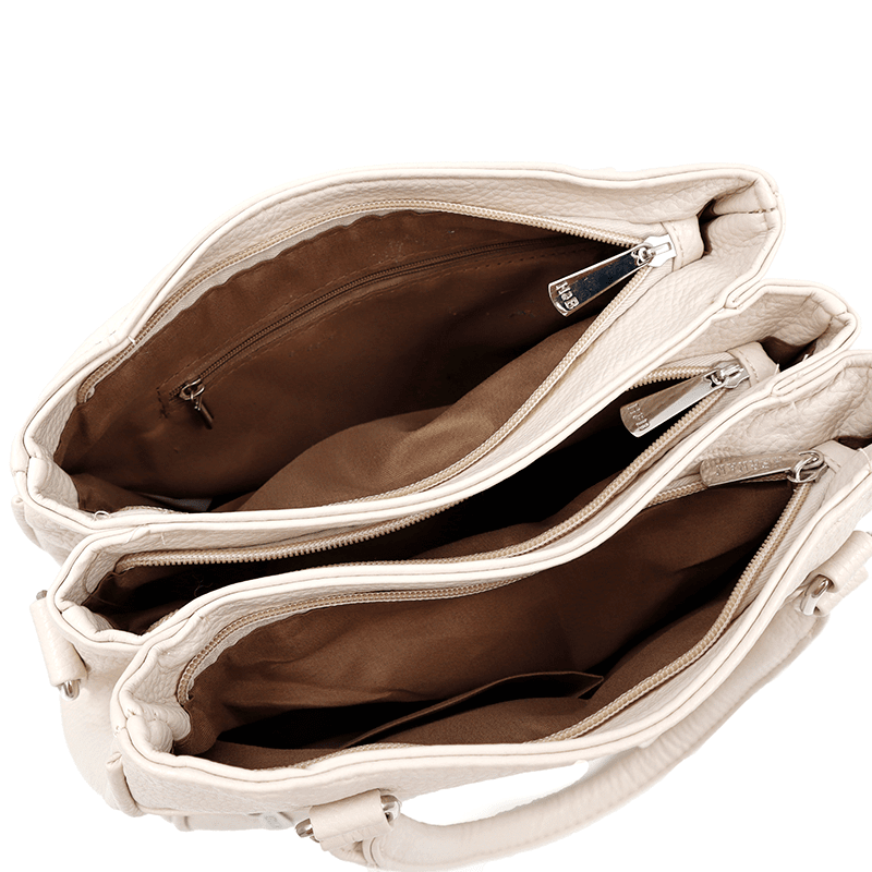 Női táska 3 rekesszel és sok zsebbel  - bézs