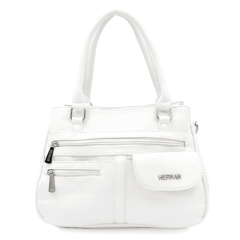 Női táska 3 rekesszel és sok zsebbel  - fehér