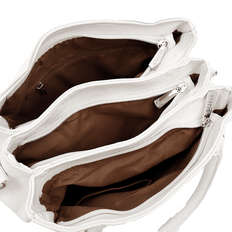 Női táska 3 rekesszel és sok zsebbel  - fehér