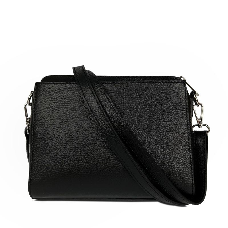 Válltáska természetes bőrből Milana - fekete