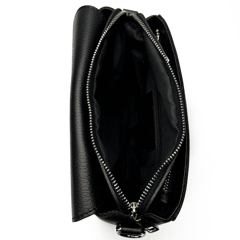 Válltáska természetes bőrből Milana - fekete