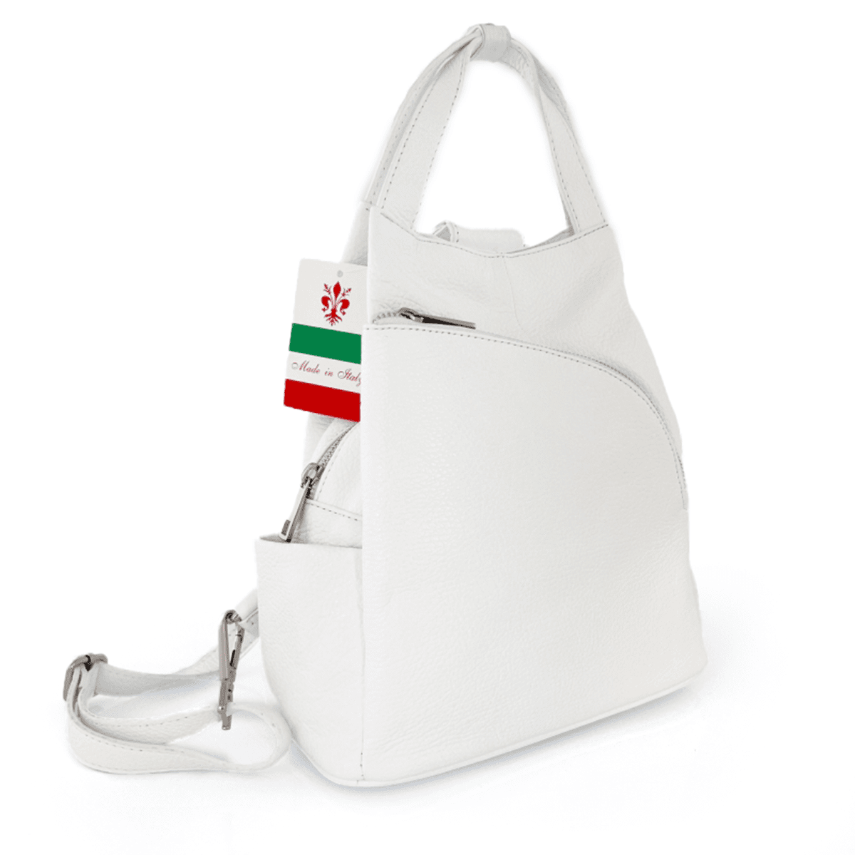 Lara természetes bőr hátizsák - fehér