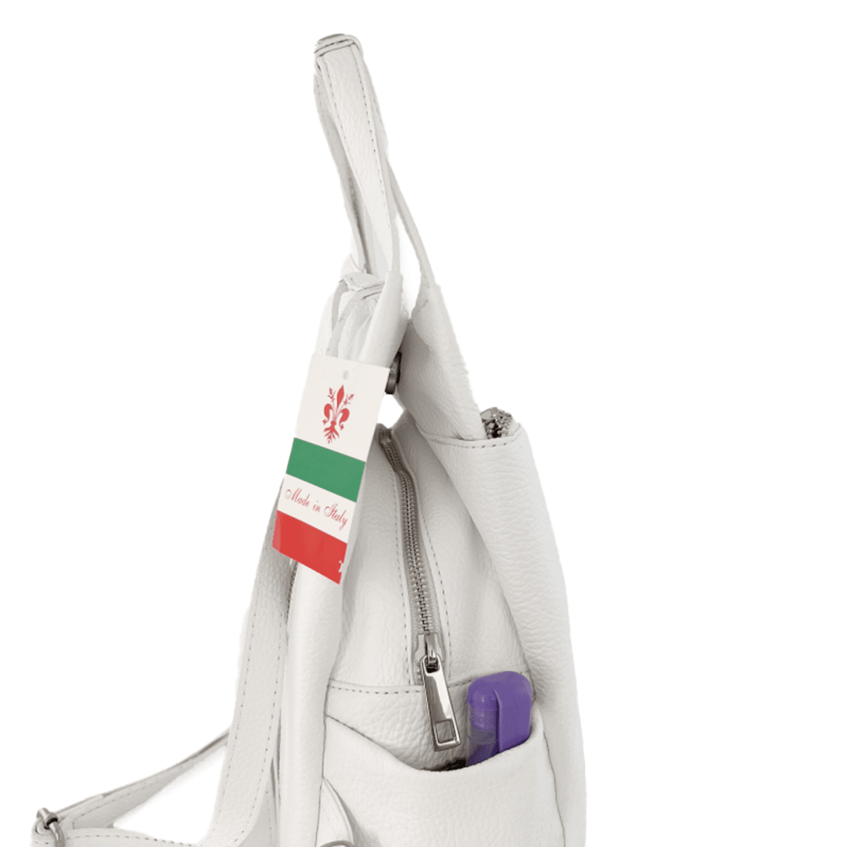 Lara természetes bőr hátizsák - fehér