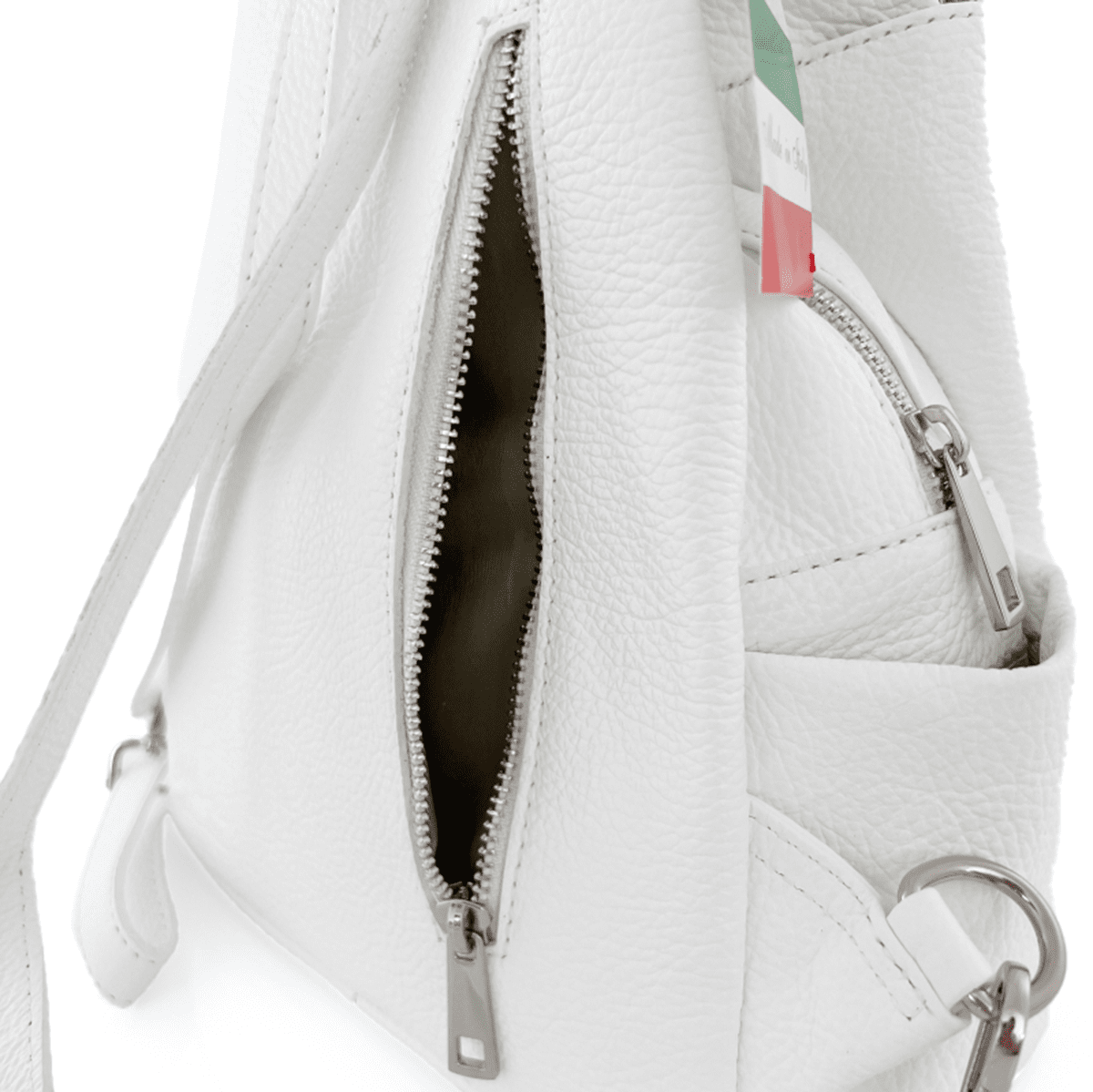 Lara természetes bőr hátizsák - fehér