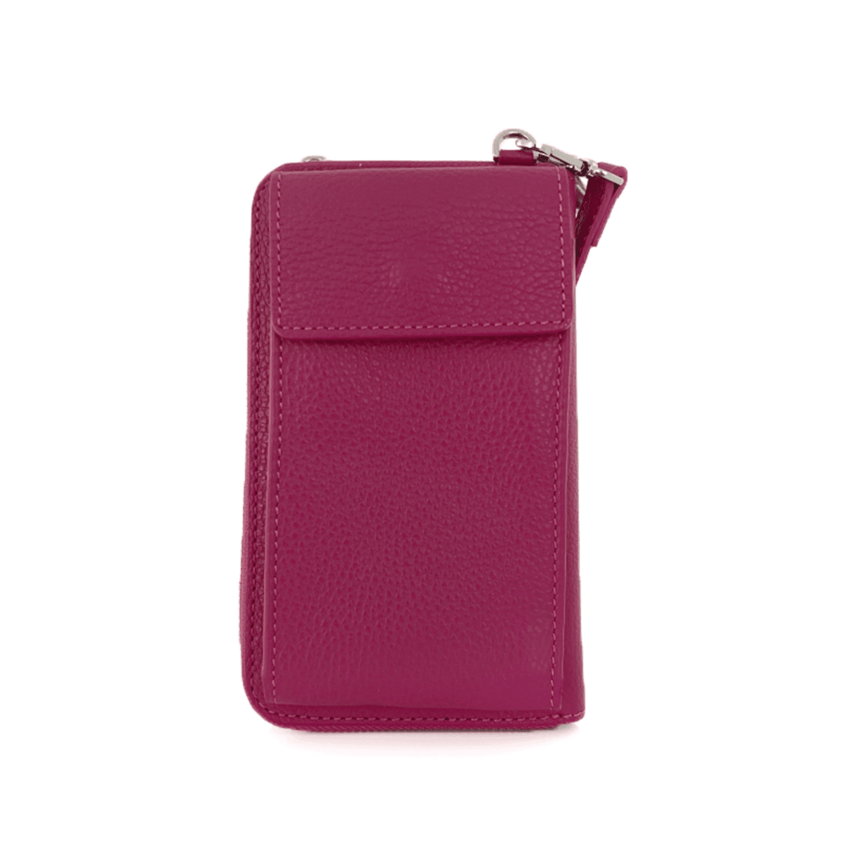 2 az 1-ben - táska és pénztárca természetes bőrből - fukszia