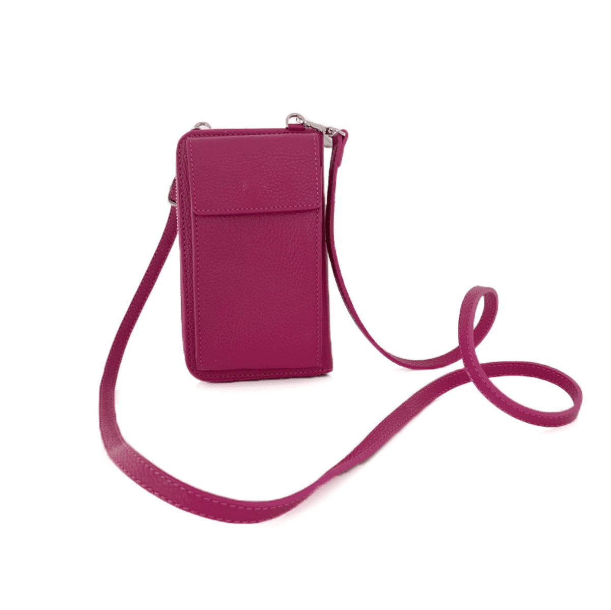 2 az 1-ben - táska és pénztárca természetes bőrből - fukszia