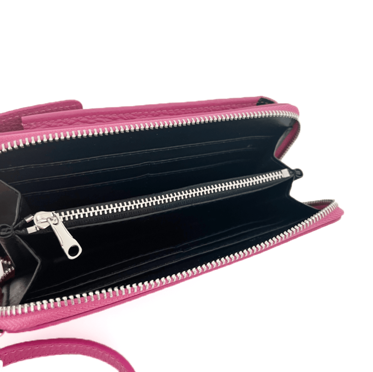 2 az 1-ben - táska és pénztárca természetes bőrből - fukszia