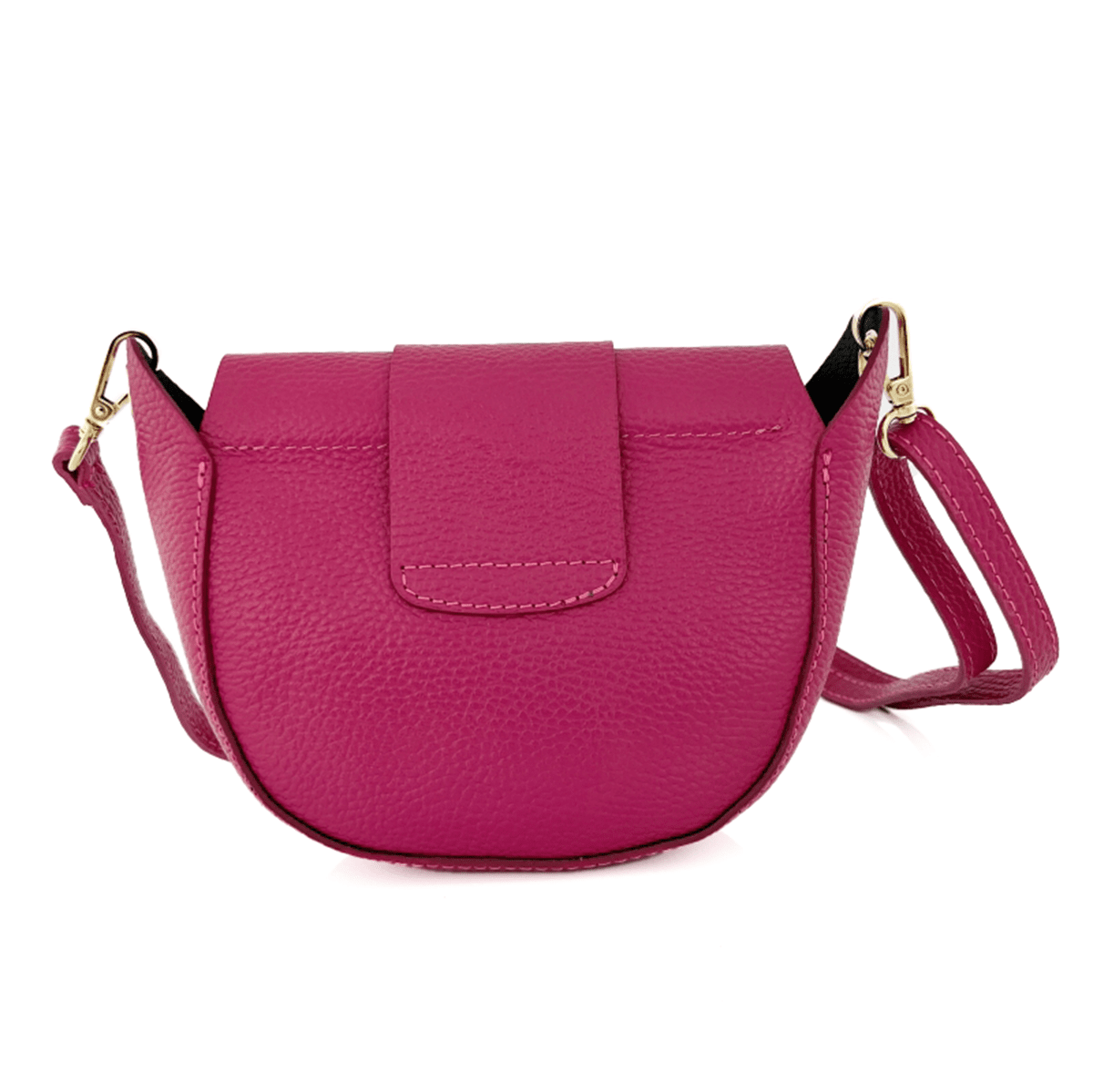 Leandra természetes bőr válltáska – fukszia