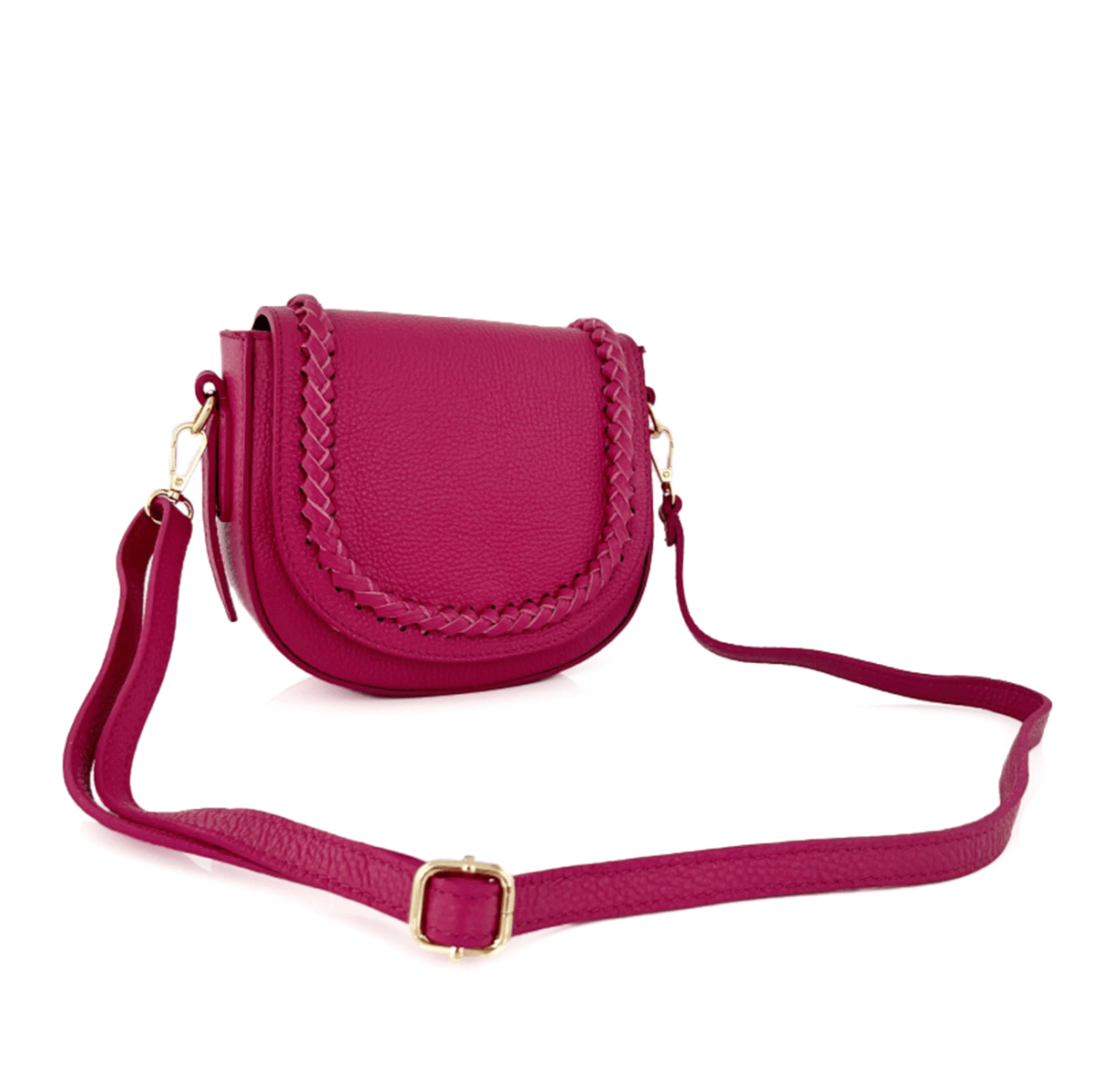 Női válltáska természetes bőrből Naomi - fukszia