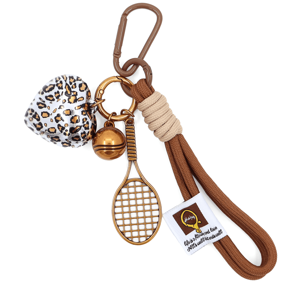 Kulcstartó teniszütő és szív - bronz