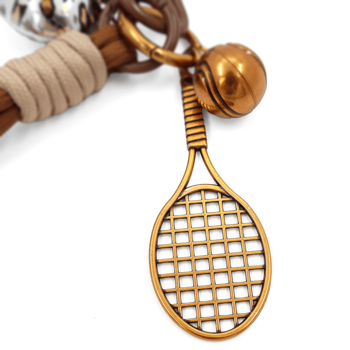 Kulcstartó teniszütő és szív - bronz