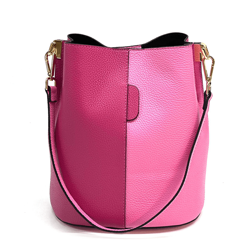 Női táska természetes bőrből, 2 fogantyúval Alba - fukszia/rózsaszín