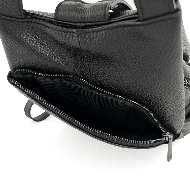 Lara természetes bőr hátizsák - fekete