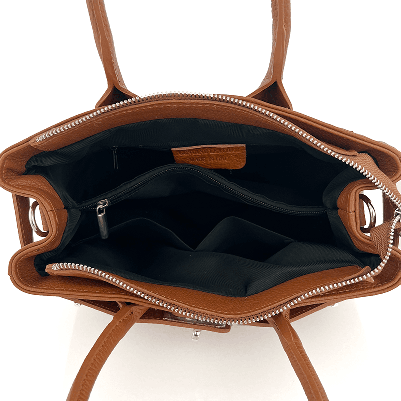 Luxus táska természetes bőrből Vivian - cseréptetőbarna