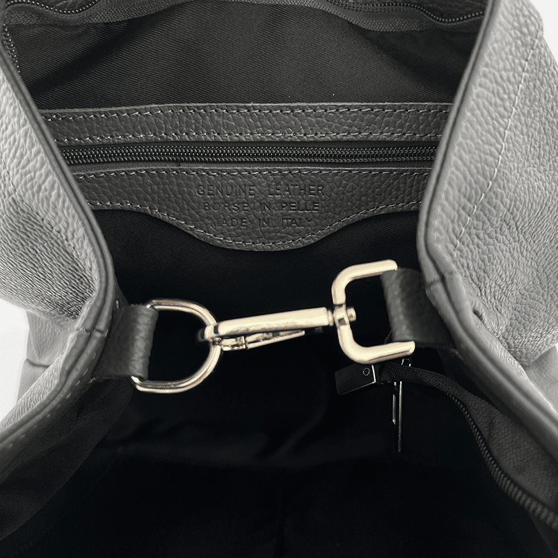 Nagy női táska természetes bőrből - szürke