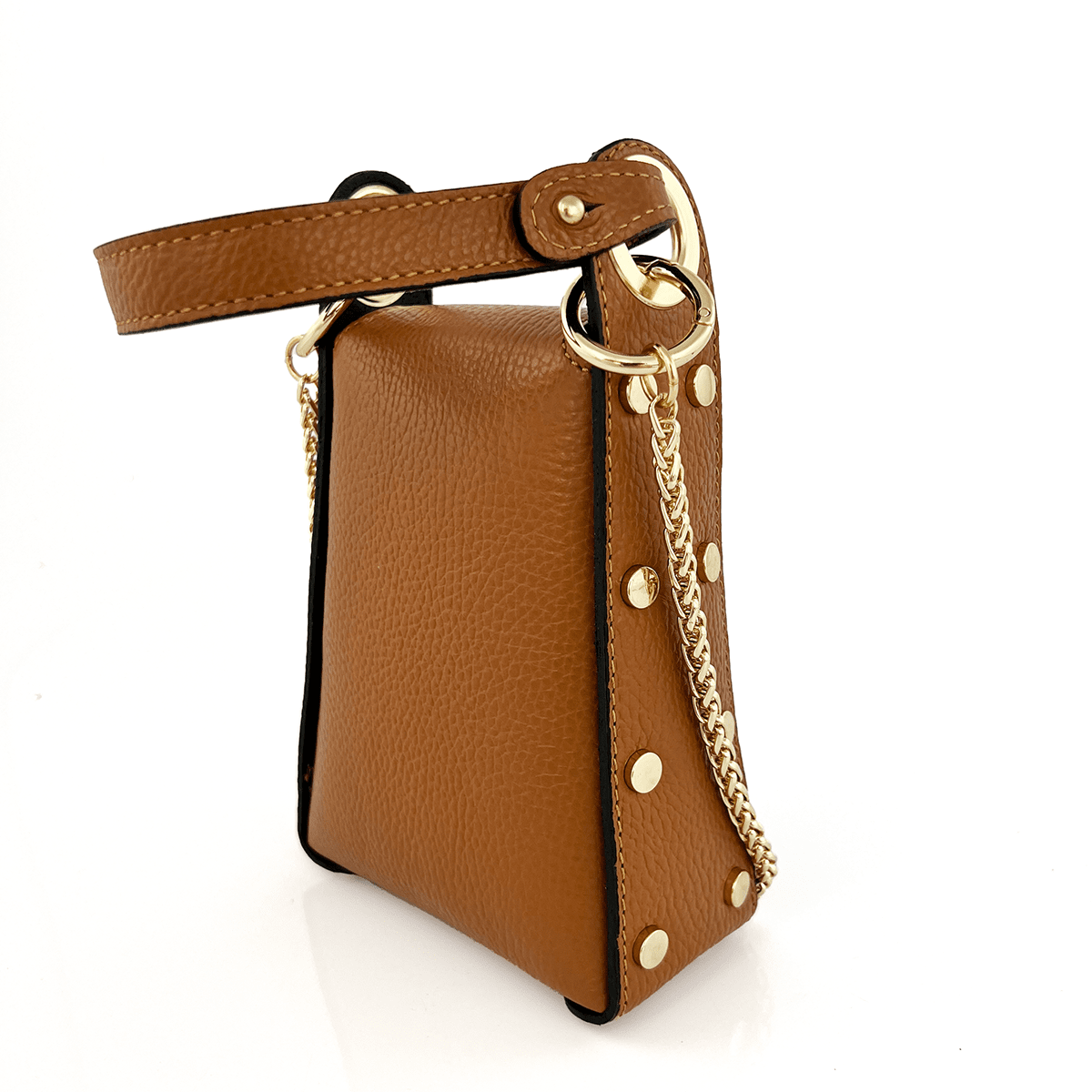 Női táska 2 fogantyúval, természetes bőrből, Azzurra  - cseréptetőbarna