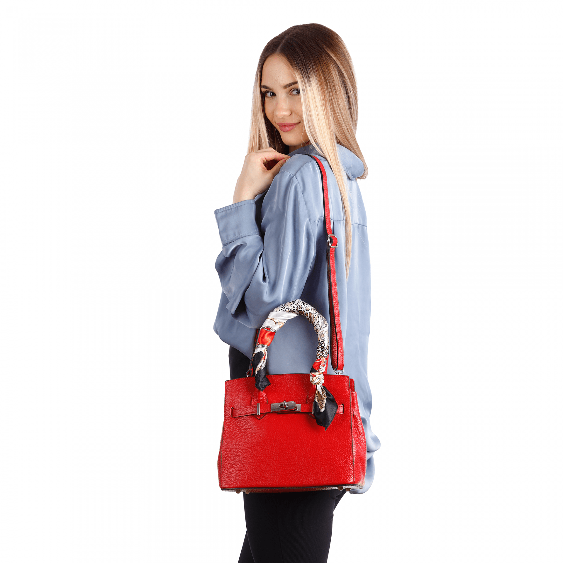 Luxus táska természetes bőrből - piros