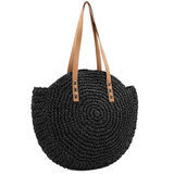 Nagy raffia táska Boho - fekete