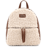 Plüss női hátizsák – bézs / téglabarna