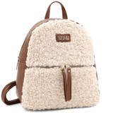 Plüss női hátizsák – bézs / téglabarna