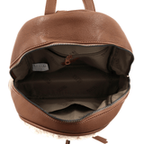 Plüss női hátizsák – bézs / téglabarna