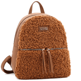 Plüss női hátizsák – téglabarna