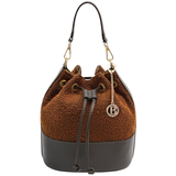 Természetes bőr és tweed táska Arla – téglabarna