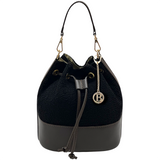 Természetes bőr és tweed táska Arla – fekete