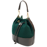 Természetes bőr és tweed táska Arla – zöld