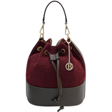 Természetes bőr és tweed táska Arla – bordó