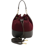 Természetes bőr és tweed táska Arla – bordó