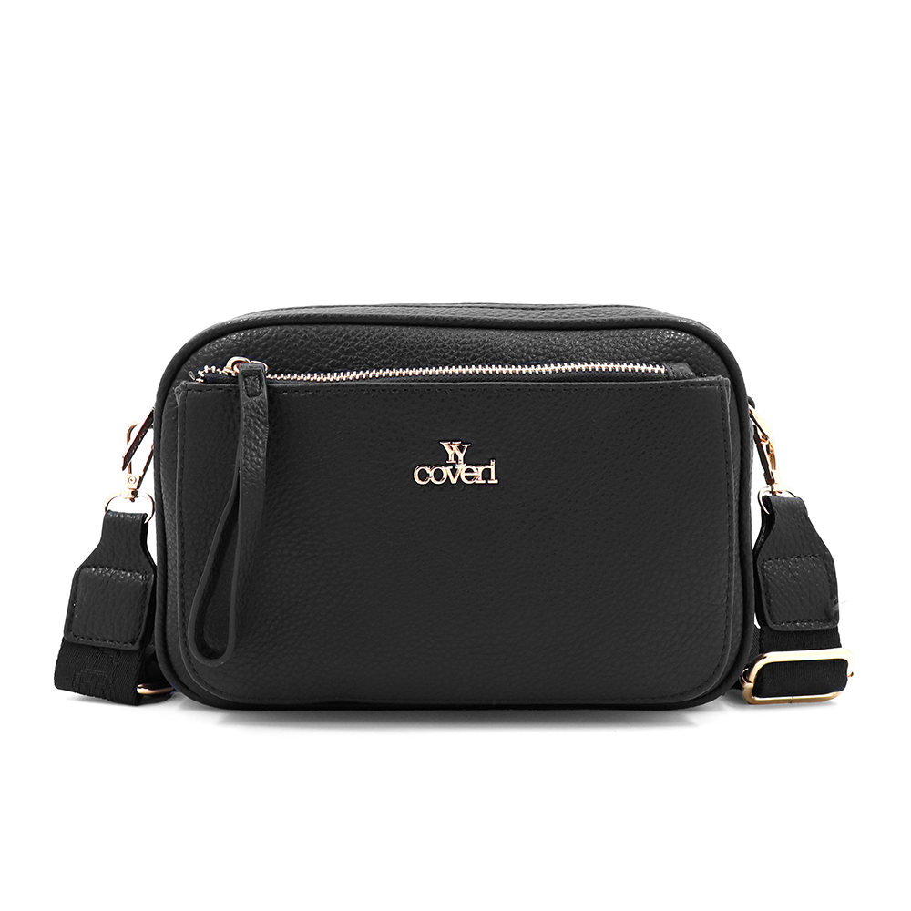 Női válltáska két rekesszel – fekete