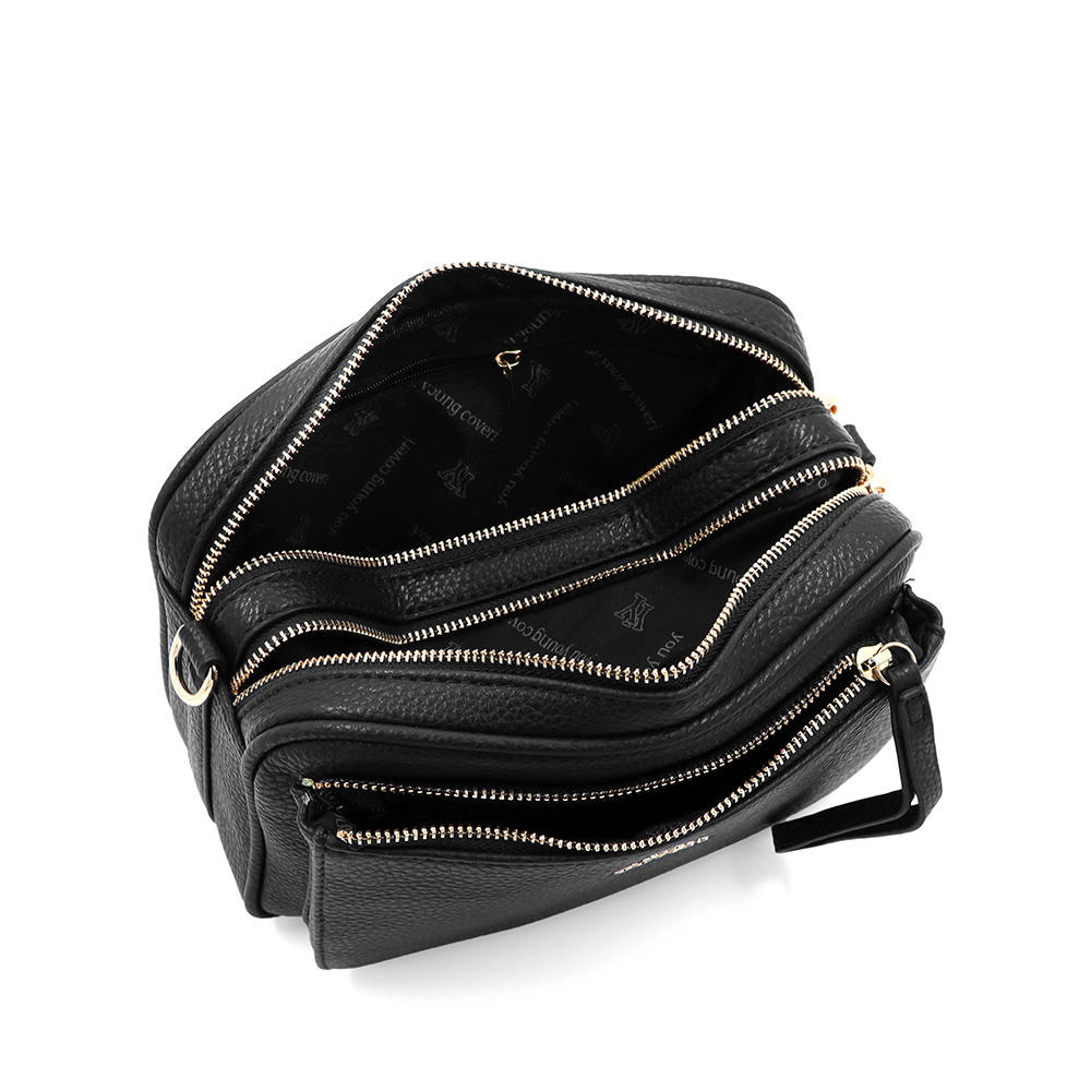 Női válltáska két rekesszel – fekete