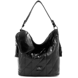 Női steppelt táska típusú táska függő pénztárcával – fekete